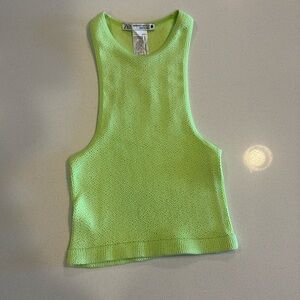 Lime green, Zara high-neck knit crop top. Size xs.